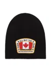 Dsquared2 Knit Beanie With Rectangular Logo Patch In Black
