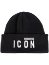 Dsquared2 Intarsia-knit Logo Beanie In Black