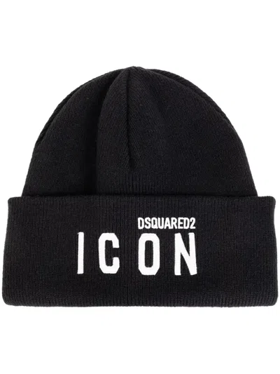 Dsquared2 Knit Beanie Wool Accessories In Black