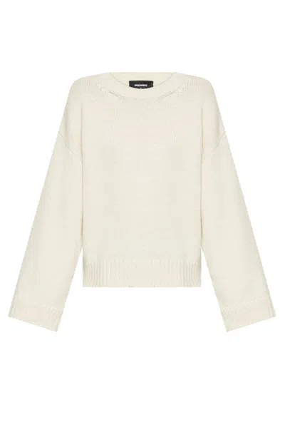 Dsquared2 Ribbed Crew-neck Jumper In Beige
