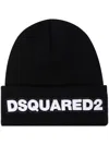 Dsquared2 Ribbed Knit Beanie With Folded Cuff And Bold Logo