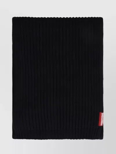 Dsquared2 Knit Ribbed Hat And Scarf Set In Black