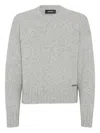 Dsquared2 Wool And Cashmere Crew-neck Sweater With Kangaroo Pocket In Gray