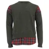 Dsquared2 Knit Sweater With Plaid Insert In Green Wool In Green