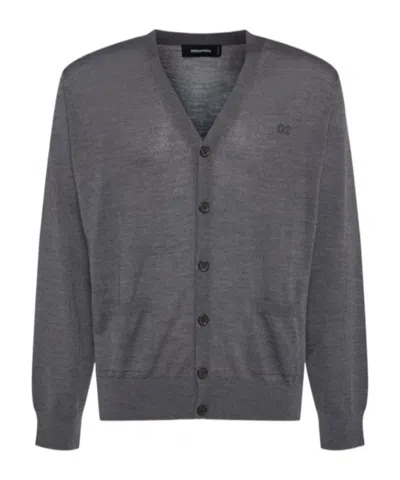 Dsquared2 Knit Wool Cardigan In Gray