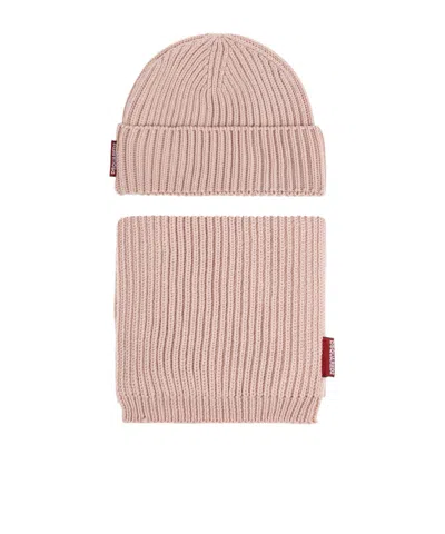Dsquared2 Ribbed-knit Beanie Hat And Scarf Set In Pink