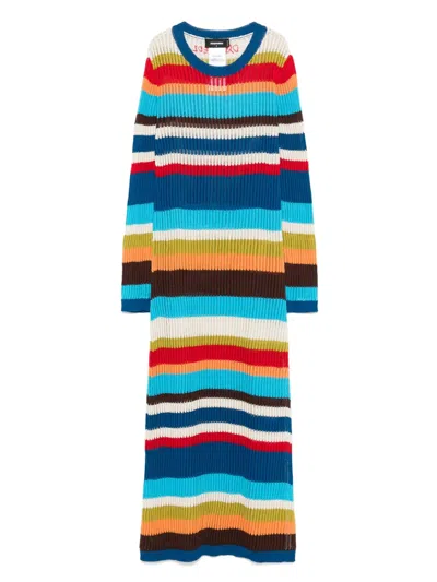 Dsquared2 Summer Lovers Cotton Long Dress In Blue
