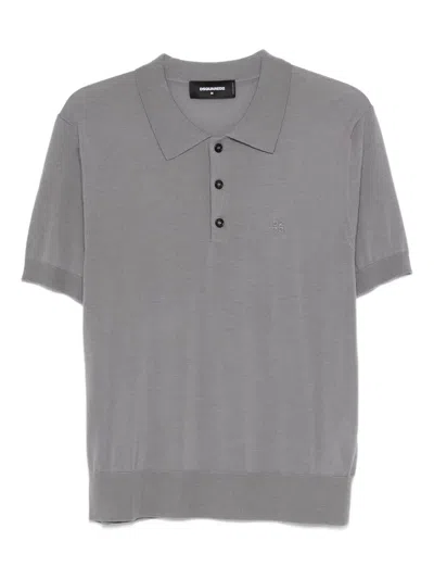 Dsquared2 Knitted Polo Shirt In Gray