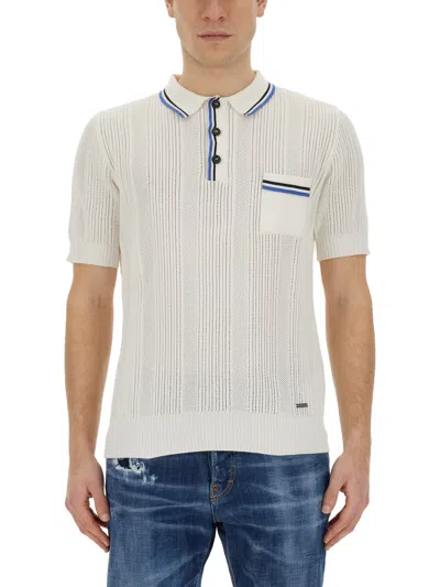 Dsquared2 Knitted Polo. In White Variant