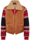 Dsquared2 Knitted-sleeves Suede Jacket In Brown