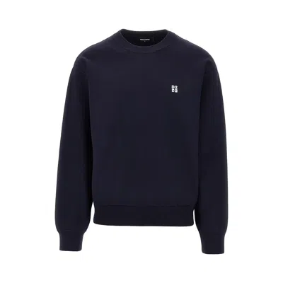 Dsquared2 Knitted Sweater With Logo In Blue