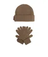 Dsquared2 Knitted Wool Beanie And Gloves Set In Brown
