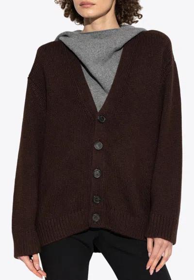 Dsquared2 Knitted Wool Cardigan In Brown