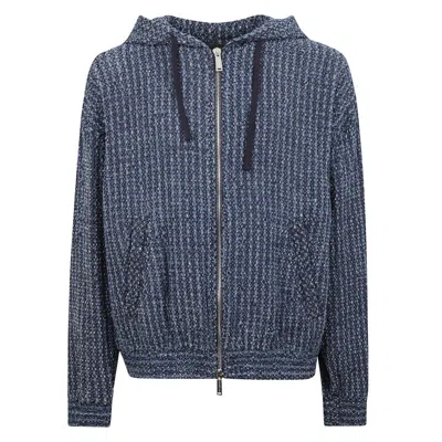 Dsquared2 Knitted Zip Hoodie In Blue