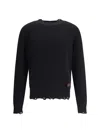 Dsquared2 Textured Knit Sweater With Raw Hem And Distressed Detailing In Black