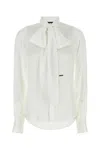 Dsquared2 'paris Bow' High Neck Shirt In White