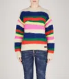 Dsquared2 Multicoloured Striped Crew-neck Sweater In Multicolor