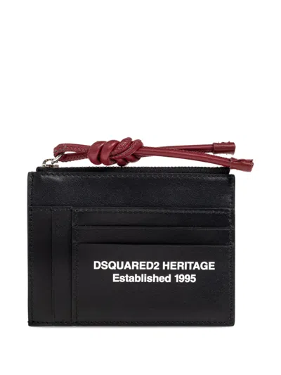 Dsquared2 Knotted Leather Cardholder In Black