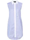 Dsquared2 Knotted-sleeves Striped Shirtdress In Blue