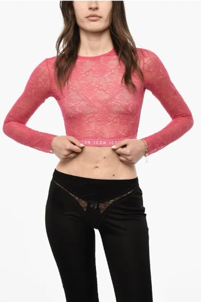 Dsquared2 Lace Cropped Top With Logoed Band