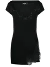 Dsquared2 Women Black Lace V Neck Mini Dress In Black
