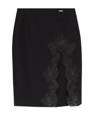 Dsquared2 Lace-detail Virgin Wool Skirt In Black