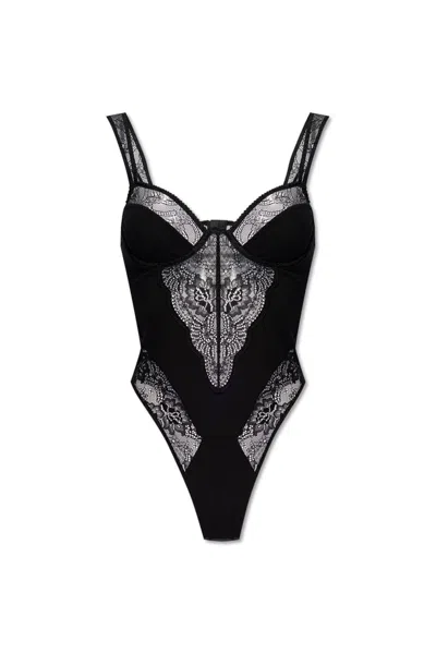 Dsquared2 Lace Detailed One Piece Bodysuit In Black