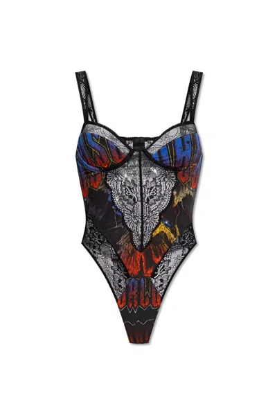 Dsquared2 Lace Detailed Stretched Bodysuit In Multi
