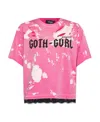 Dsquared2 Fuchsia Worn Effect Logo Print T-shirt With Laced Hem In Pink
