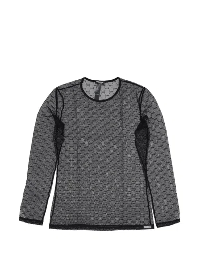 Dsquared2 Patterned Long-sleeve Top In Black