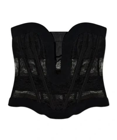 Dsquared2 Lace-panelled Classic Corset In Black