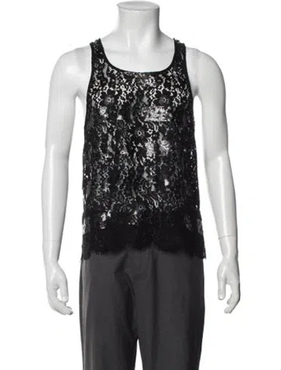 Pre-owned Dsquared2 Lace Pattern Crew Neck T-shirt In Black