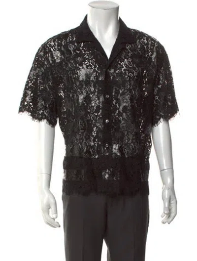 Pre-owned Dsquared2 Lace Pattern Short Sleeve Shirt In Black
