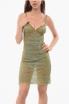 Dsquared2 Lace Petticoat With Embroideries In Green