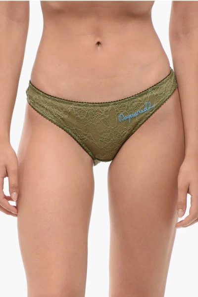 Dsquared2 Lace Slip With Embroideries In Green