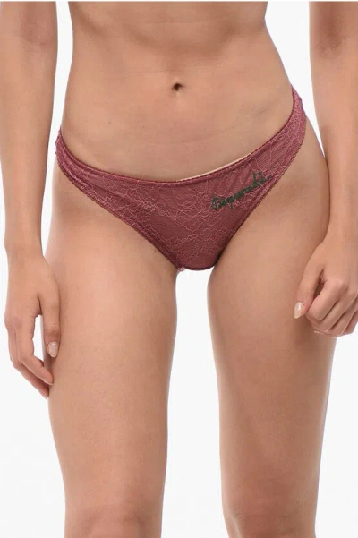 Dsquared2 Lace Slip With Embroideries In Brown