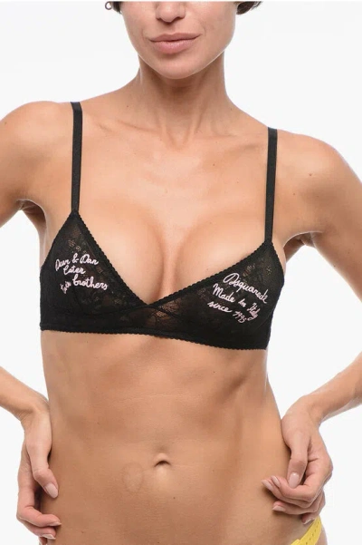 Dsquared2 Lace Triangle Bra With Embroidery