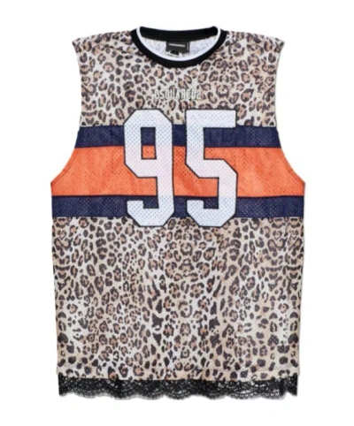 Dsquared2 Lace Trim Jersey Tank Top In Multi