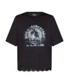 Dsquared2 Printed Cotton T-shirt With Lace In Black
