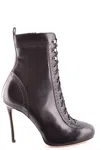 Dsquared2 Lace-up Black Leather Ankle Boots In Purple
