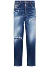Dsquared2 Boston Distressed Denim Lace-up Jeans In Blue