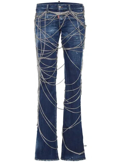 Dsquared2 Lace-up Jeans In Blau