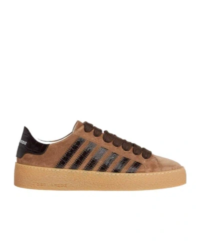 Dsquared2 Lace-up Low-top Casual Shoes In Brown