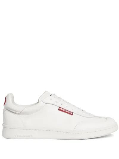 Dsquared2 Logo-tag Leather Sneakers In White