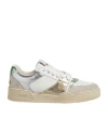 Dsquared2 Embroidered Metallic Perforated Sneakers In Nude