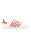 Dsquared2 Low Leather Sneakers In White/red