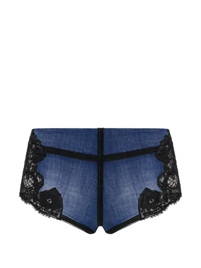 Dsquared2 Lace-insert Denim Shorts In Blue