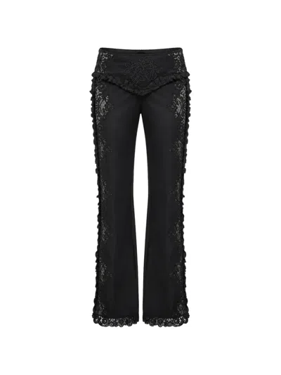 Dsquared2 Lace-inset Ruffled Trousers In Black