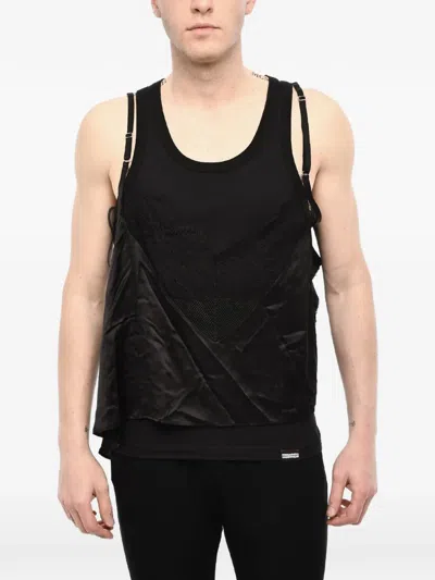 Dsquared2 Lace-trimmed Layered Tank Top In Black