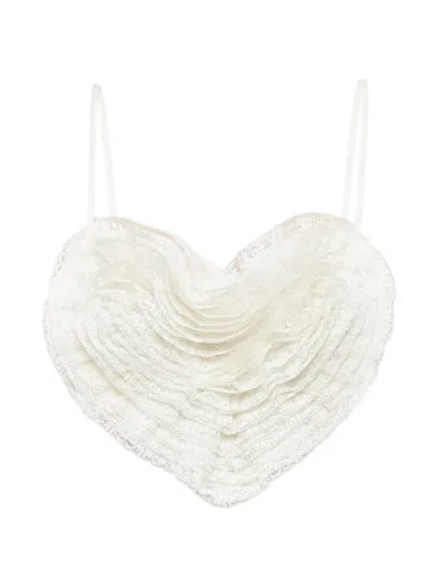 Dsquared2 Lace-trimmed Ruffled Top In White